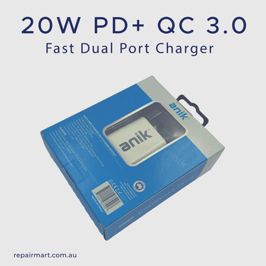 Anik 20W PD USB C Wall Charger Dual Port Fast Quick QC 3.0 Power Adapter